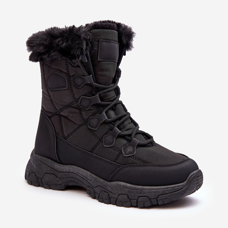 PE1 Bottes de neige pour femmes avec fourrure et fermeture éclair, Noir Vittora 1
