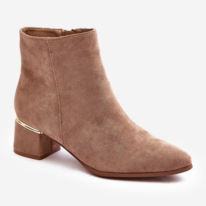 PE1 Bottes à talons hauts en daim pour femmes Beige Mebassa 1