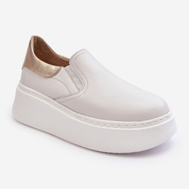 Chaussures de sport en cuir pour femmes sur la plateforme, blanches Lemar Manish 1