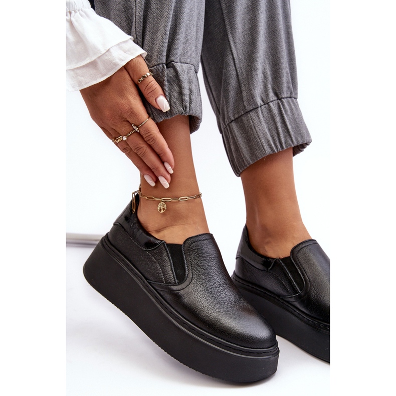 Lemar Manish Lemar Chaussures de sport en cuir pour femme sur la plateforme noir 1