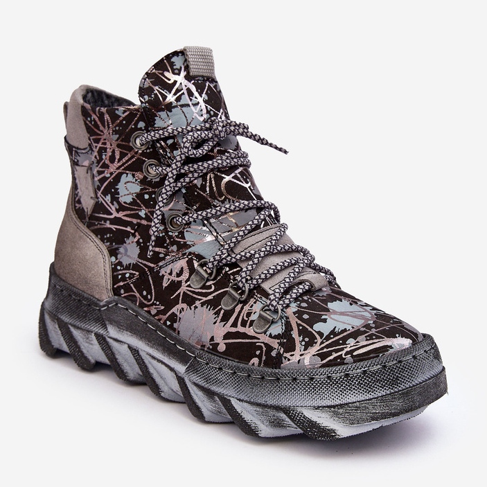 Bottines Chaudes Femme En Cuir Maciejka 06146-03 Gris noir 1