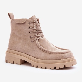 Bottines trappeuses beiges Apolosi pour femmes avec fermeture éclair 1