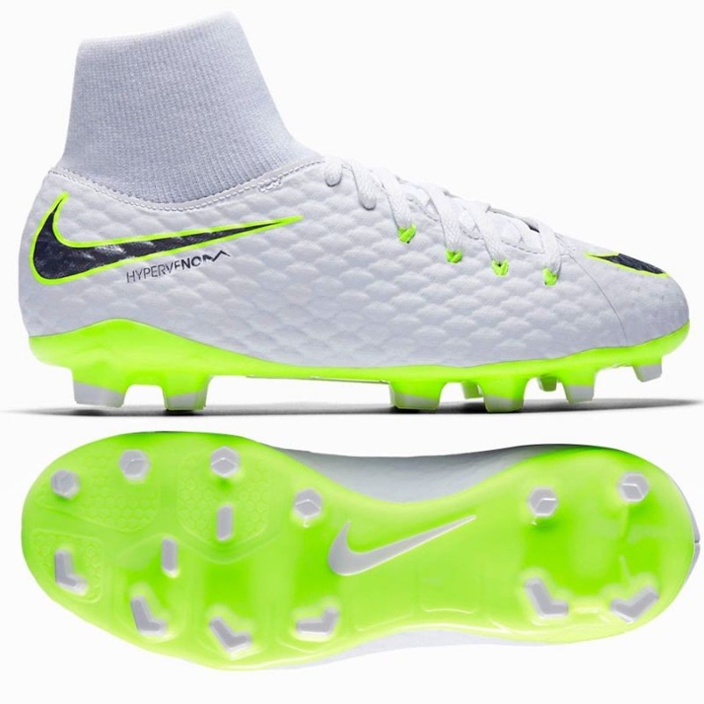 Nike hypervenom Phantom 3 Academy Df Fg Jr AH7287-107 chaussures de football blanc blanc 1