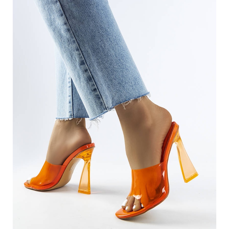 Claquettes transparentes orange de Clichy 2 Claquettes transparentes orange de Clichy 2