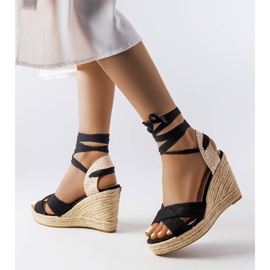 Espadrilles compensées noires Reviloa le noir 1