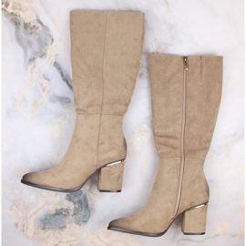 Santiags isolées femme en daim beige Potocki SZ12247 5