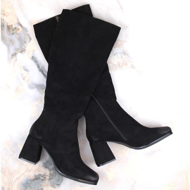 Bottines à talons hauts isolées en daim pour femme, noires Potocki SZ12254 le noir 4