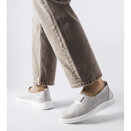 Baskets Ethels en cuir perforé argenté 1