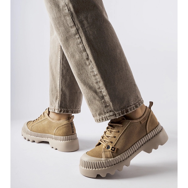 Baskets en cuir beiges Big Star KK274511 1