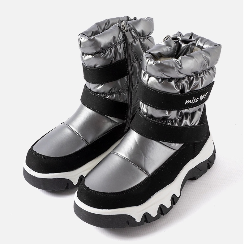 Miss Boots de neige fille Staturano noires et grises 1