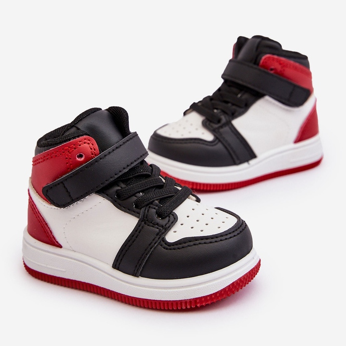 Chaussures de sport hautes pour enfants blanches et rouges Teredite 1