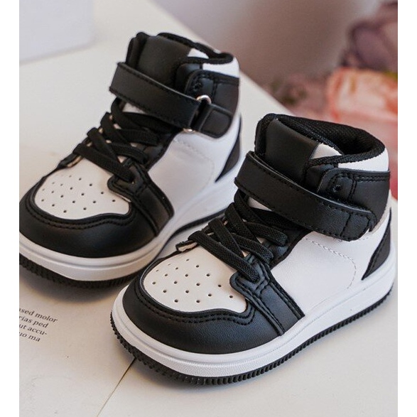 Chaussures de sport hautes pour enfants blanches et noires Teredite 1