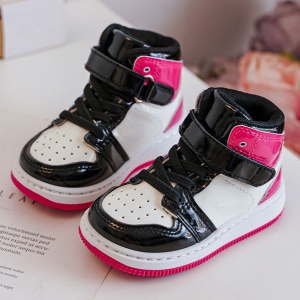 Chaussures de sport enfant vernies roses et blanches Milara 2