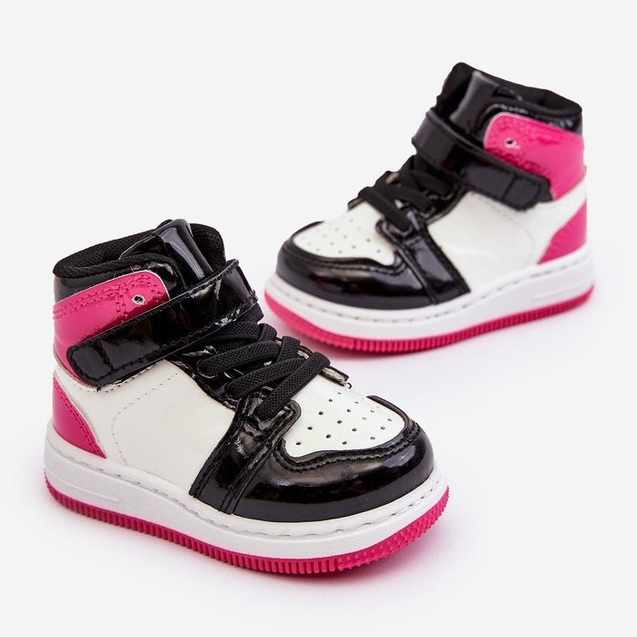 Chaussures de sport enfant vernies roses et blanches Milara 1