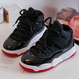 Chaussures de sport à lacets pour enfants noires et rouges Darina 1