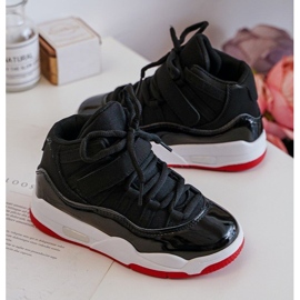 Chaussures de sport à lacets pour enfants noires et rouges Darina le noir 2