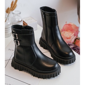 Bottes En Cuir Pour Enfants Avec Boucles Noir Chloraia 2