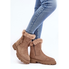 PE1 Bottines en daim avec fourrure pour femme, beige Hasiva 3