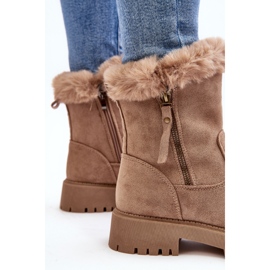 PE1 Bottines en daim avec fourrure pour femme, beige Hasiva 6