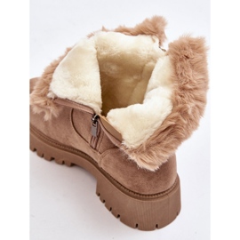 PE1 Bottines en daim avec fourrure pour femme, beige Hasiva 2