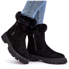 PE1 Bottines en daim avec fourrure pour femme, noir Hasiva le noir 9