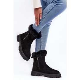 PE1 Bottines en daim avec fourrure pour femme, noir Hasiva le noir 5