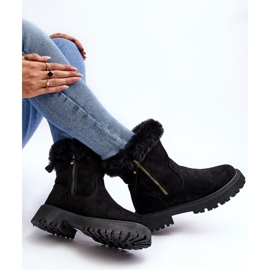 PE1 Bottines en daim avec fourrure pour femme, noir Hasiva le noir 8