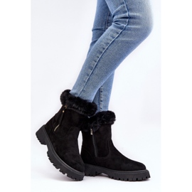 PE1 Bottines en daim avec fourrure pour femme, noir Hasiva le noir 3