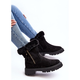 PE1 Bottines en daim avec fourrure pour femme, noir Hasiva le noir 7