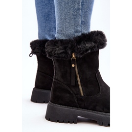 PE1 Bottines en daim avec fourrure pour femme, noir Hasiva le noir 6