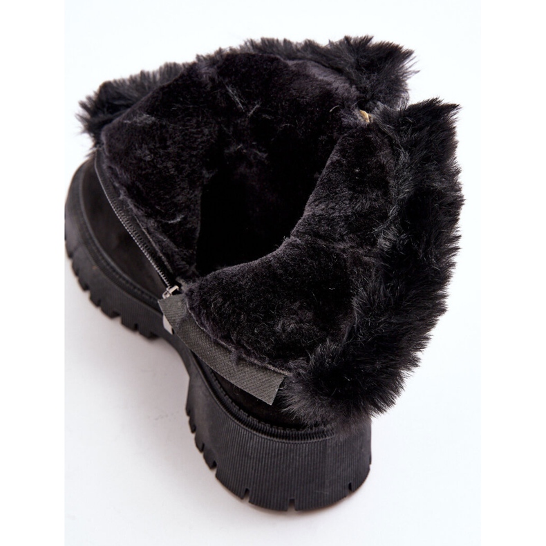 PE1 Bottines en daim avec fourrure pour femme, noir Hasiva 2