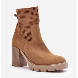 Lewski Shoes Bottines Femme Daim Ajouré Camel Lewski 3386 beige 1