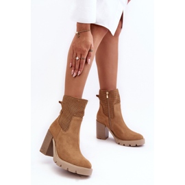 Lewski Shoes Bottines Femme Daim Ajouré Camel Lewski 3386 beige 2