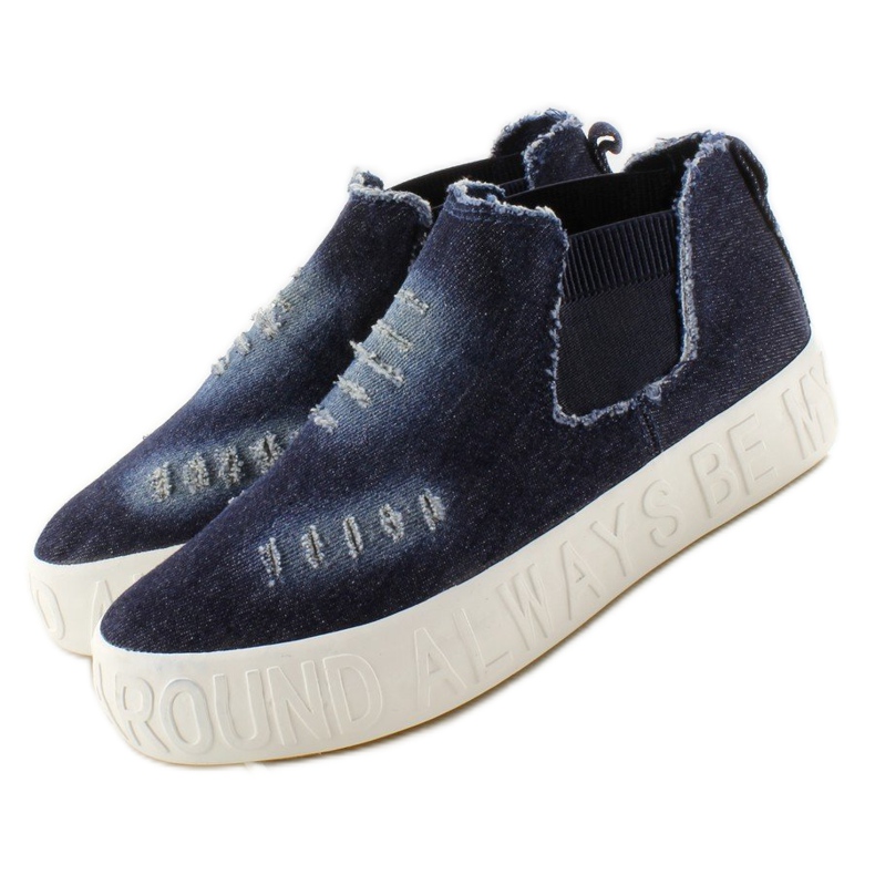 Baskets montantes Z-5 Inscriptions en relief Navy bleu marin 2
