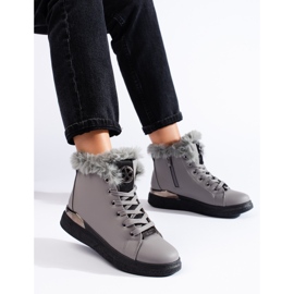 Bottines à lacets isolées Shelovet grises 1 Bottines à lacets isolées Shelovet grises 1