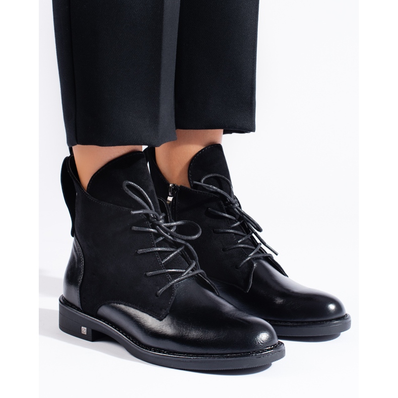 W. Potocki Bottines à talons plats Potocki noires 1