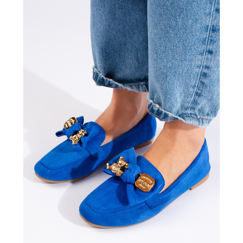 Mocassins femme Shelovet en daim bleu 1