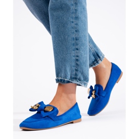 Mocassins femme Shelovet en daim bleu 2