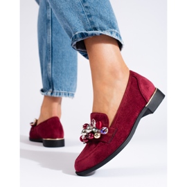Lords bordeaux pour femmes avec cristaux Shelovet rouge 1