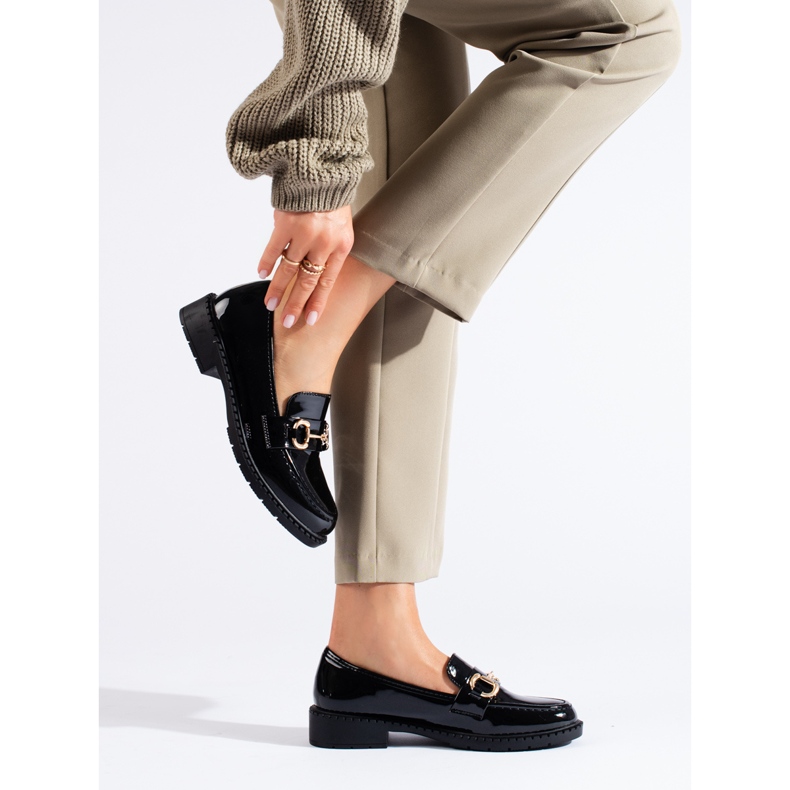 Mocassins Shelovet élégants noirs vernis le noir 1 Mocassins Shelovet élégants noirs vernis le noir 1