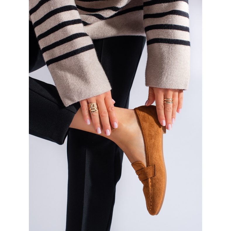 Lords confortables en daim Shelovet camel pour femme brun 1