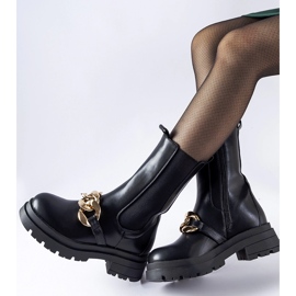 Bottines noires avec chaîne Thierry le noir 1