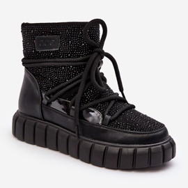 Bottes de neige isolées ornées de strass GOE MM2N4080 Noir 1