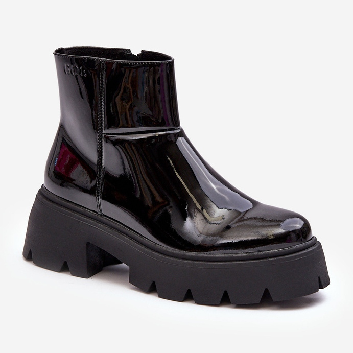 Bottes Femme En Cuir Verni GOE MM2N4058 Noir 1