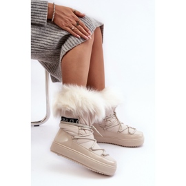 PS1 Bottes De Neige À Lacets Pour Femme Beige Clair Santero 1