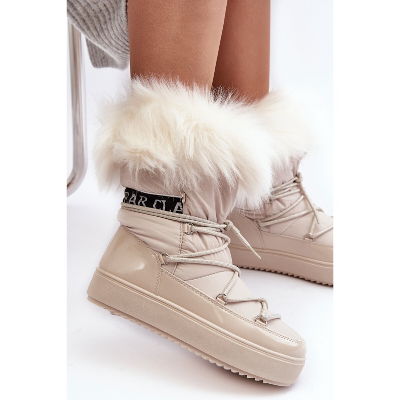 PS1 Bottes De Neige À Lacets Pour Femme Beige Clair Santero 2