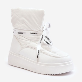 PS1 Bottes de neige avec laçage décoratif pour femme, blanc Siracna blanche 1