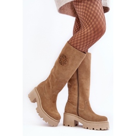 Lewski Shoes Cuissardes en daim pour femme Beige Lewski 3367 1