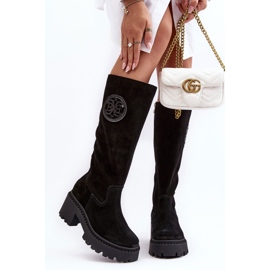 Lewski Shoes Cuissardes en daim pour femmes noires Lewski 3367 le noir 2