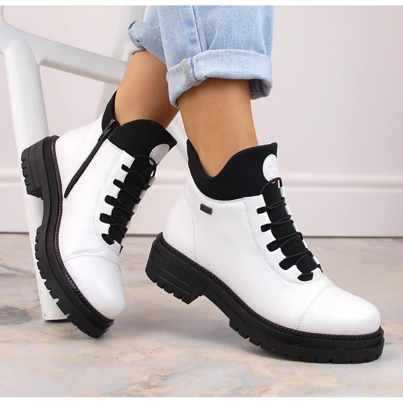Bottines femme imperméables, confortables et isolées, blanches, Rieker Tex Y3163-80 1 Bottines femme imperméables, confortables et isolées, blanches, Rieker Tex Y3163-80 1